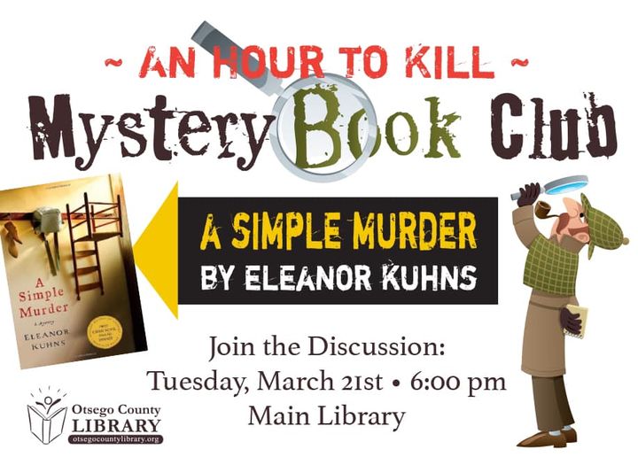 An Hour to Kill Mystery Book Club March 21 at 6 pm