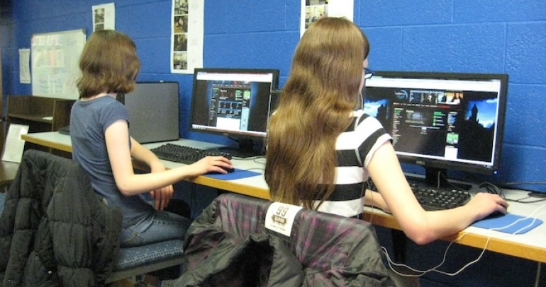 Teens using computers