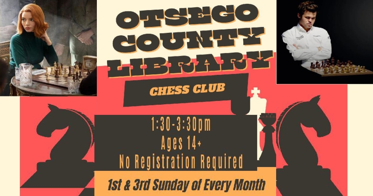 Chess club meets the first and third Sunday of every month.